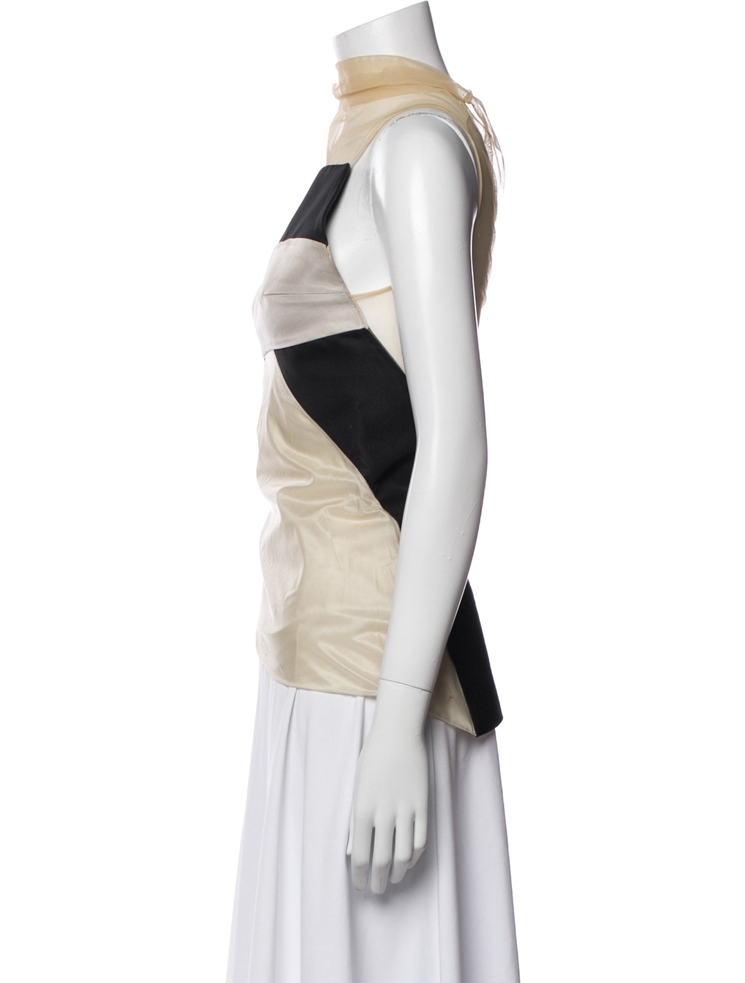 Rick Owens Colorblock Pattern Turtleneck Top