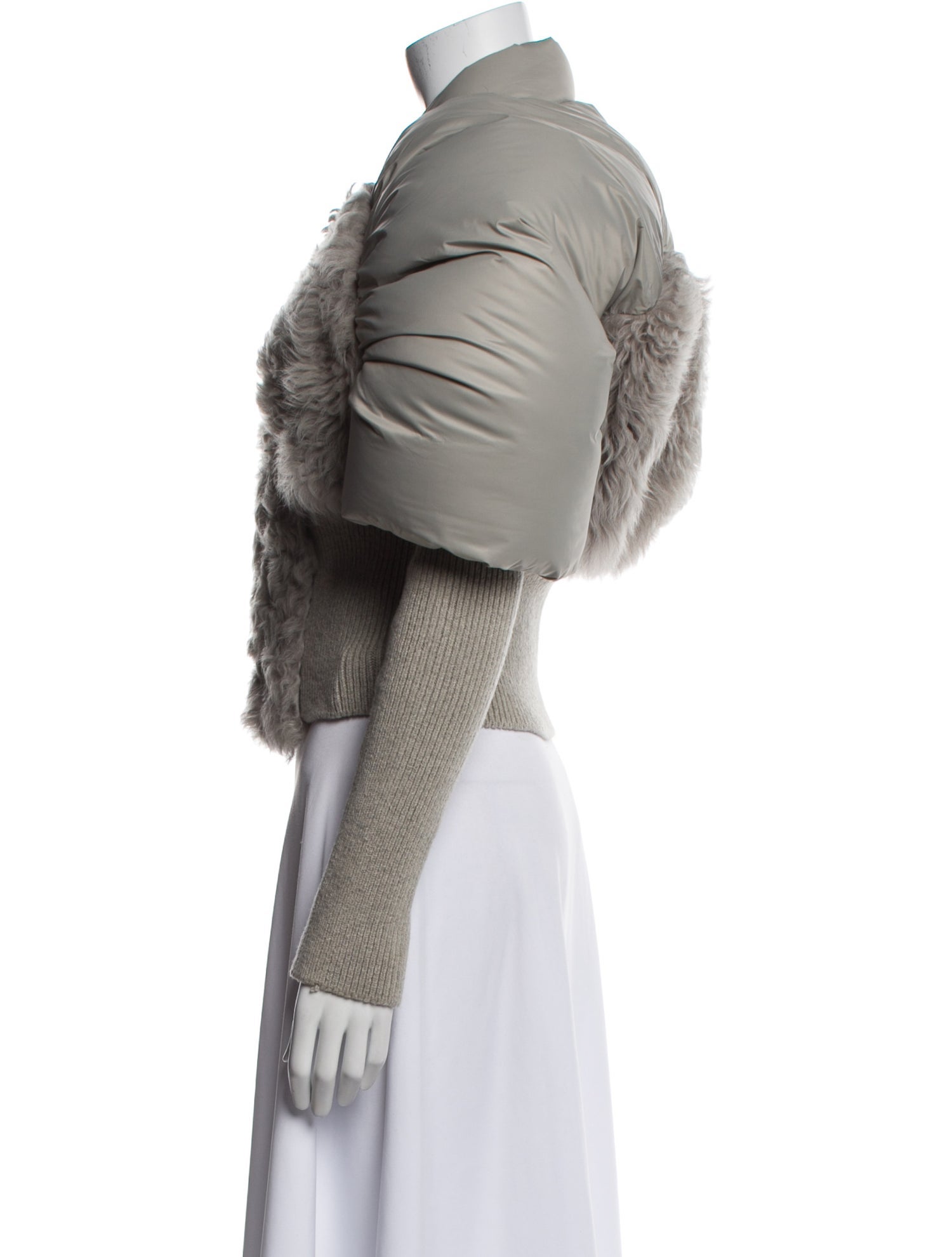 Rick Owens Shearling Tweed Pattern Down Jacket