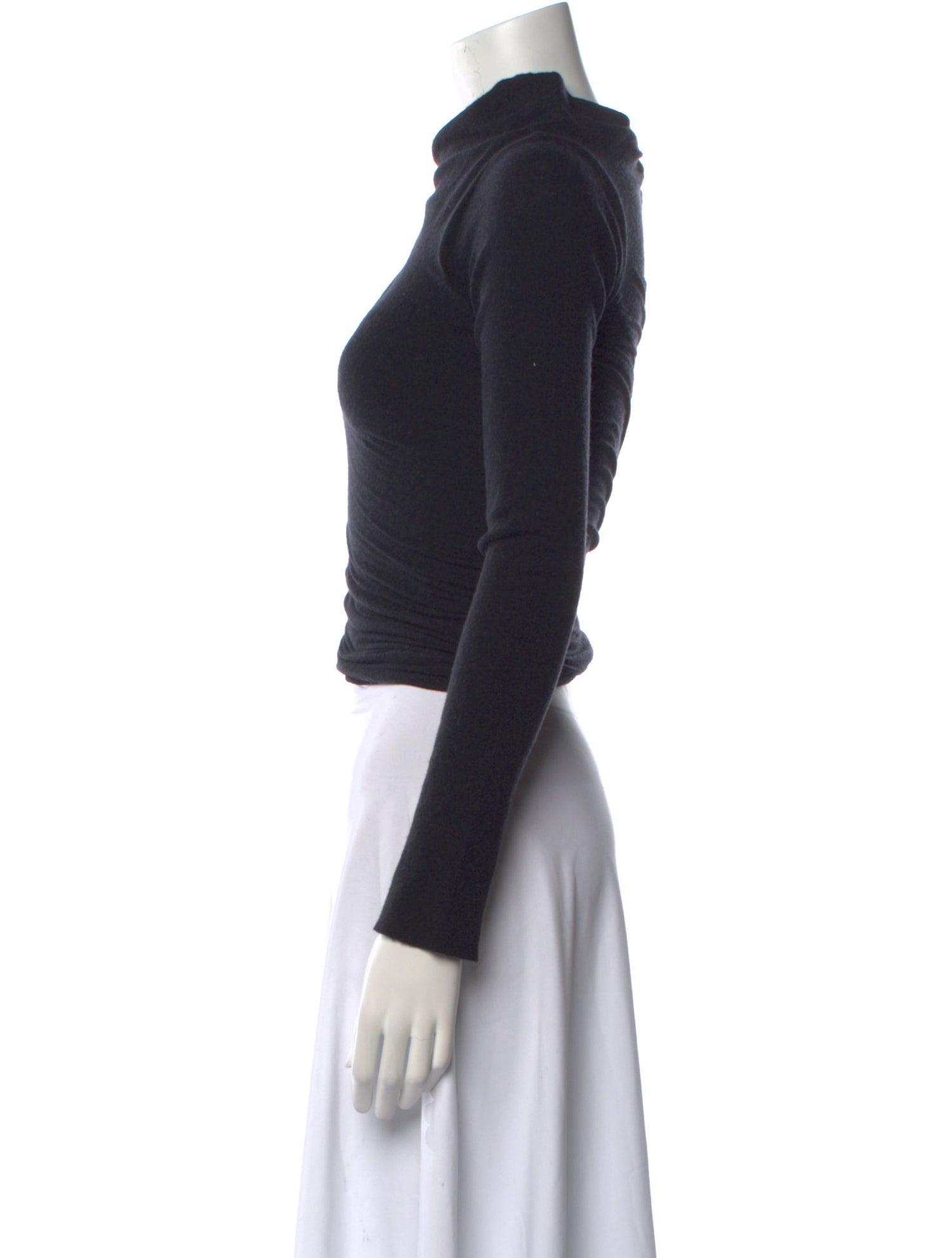 Rick Owens Cowl Neck Long Sleeve Crop Top