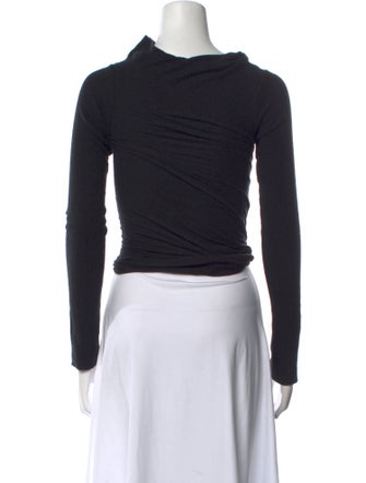 Rick Owens Cowl Neck Long Sleeve Crop Top