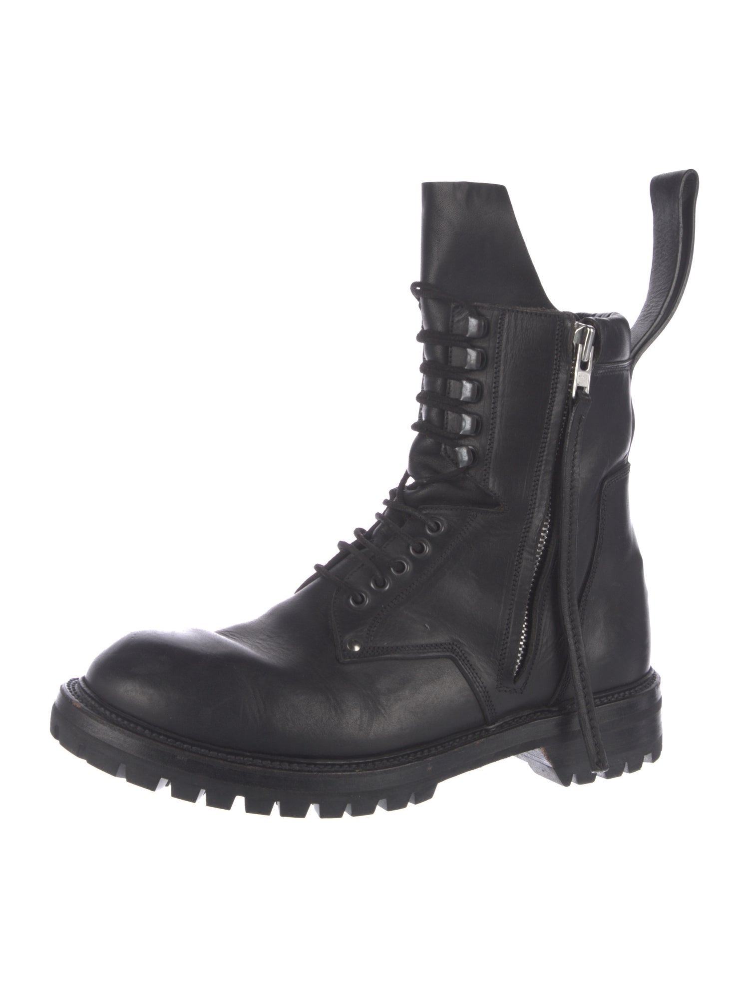 Rick Owens Leather Combat Boots