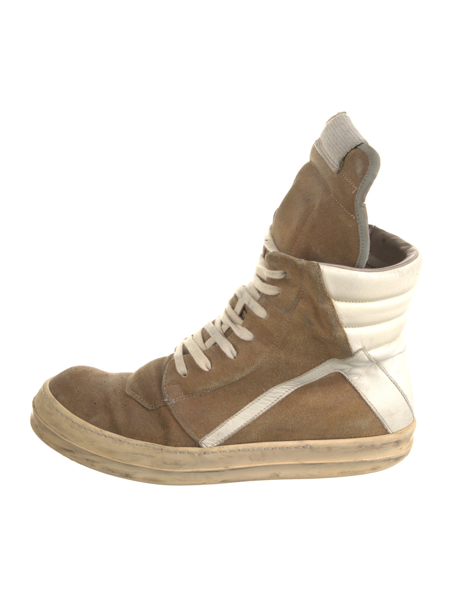 Rick Owens Suede Colorblock Pattern Sneakers