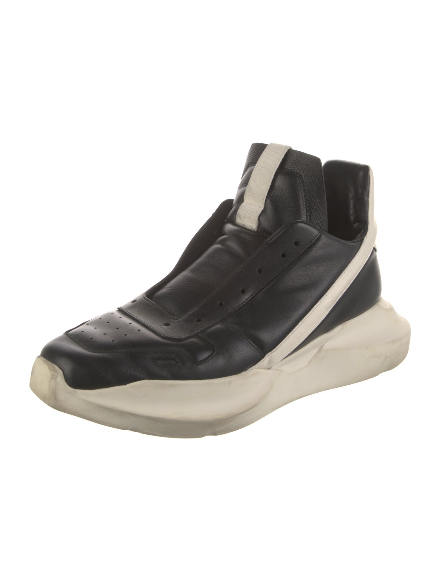 Rick Owens Leather Colorblock Pattern Sneakers