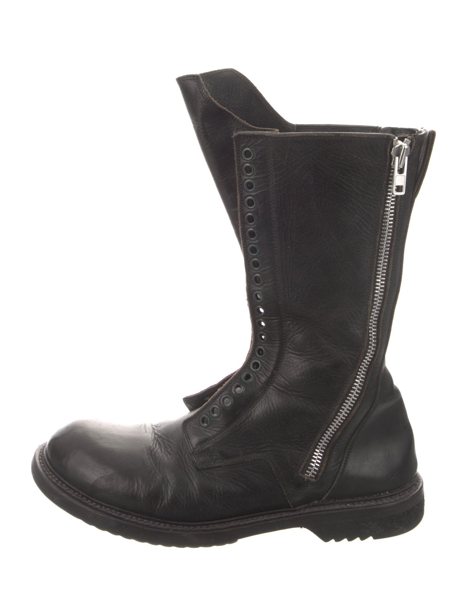 Rick Owens Leather Lace-Up Boots