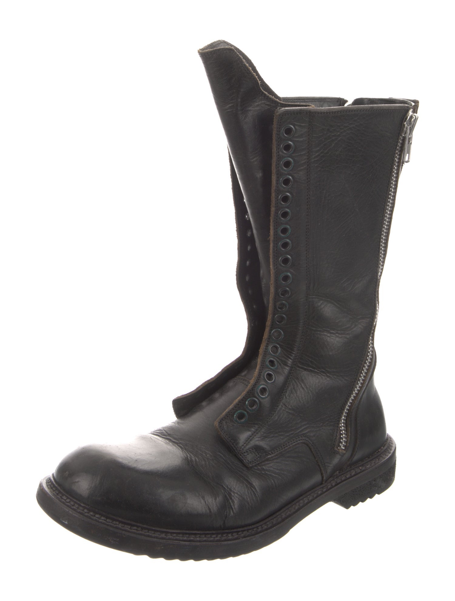 Rick Owens Leather Lace-Up Boots