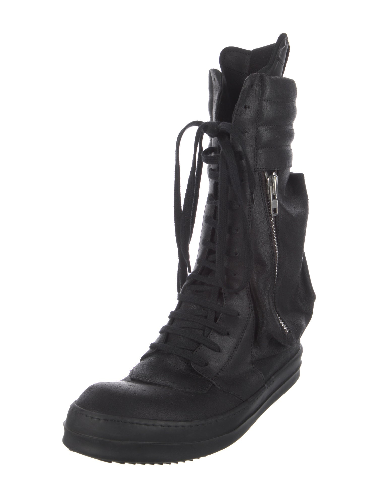 Rick Owens Leather Lace-Up Boots