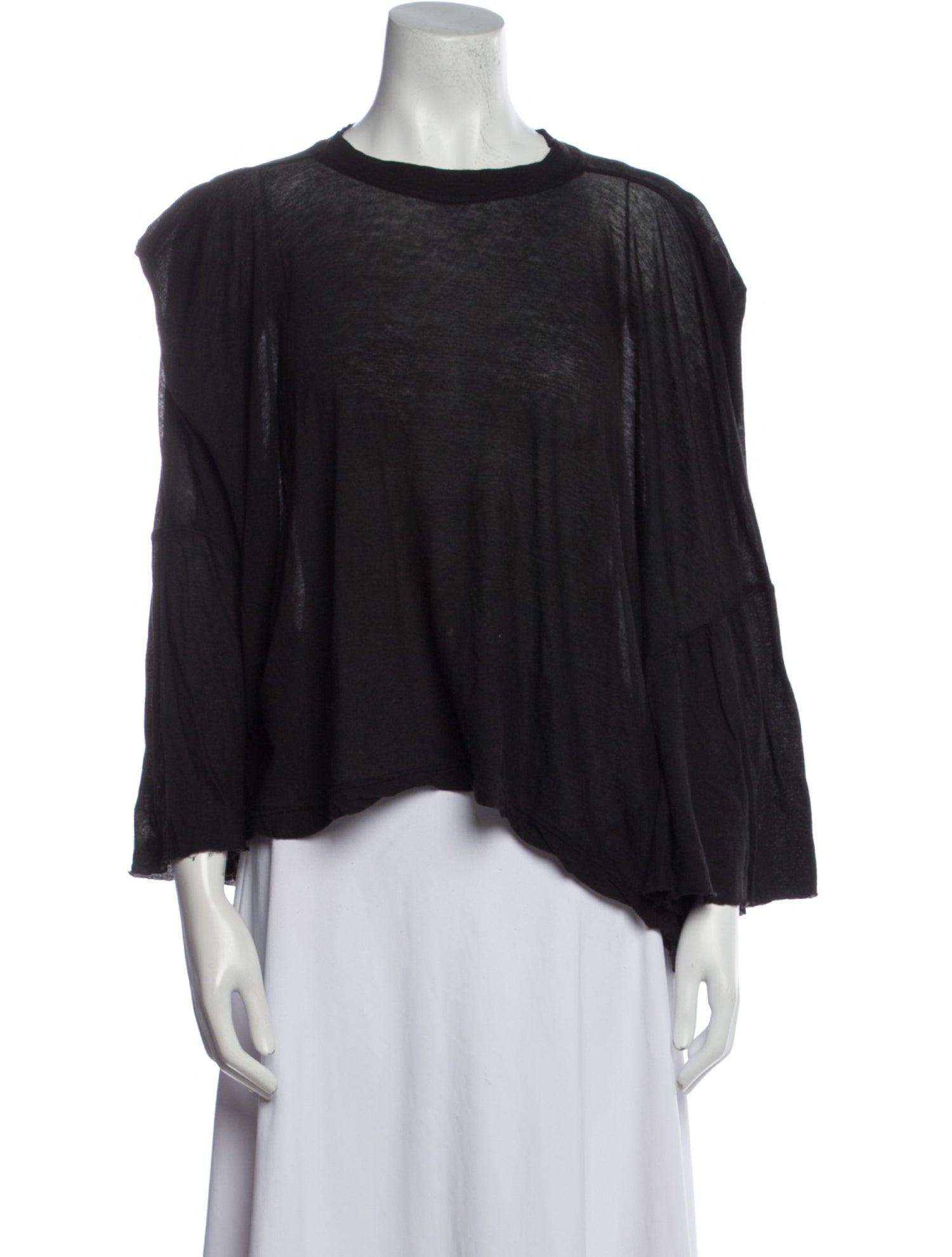 Rick Owens Scoop Neck Three-Quarter Sleeve Blouse
