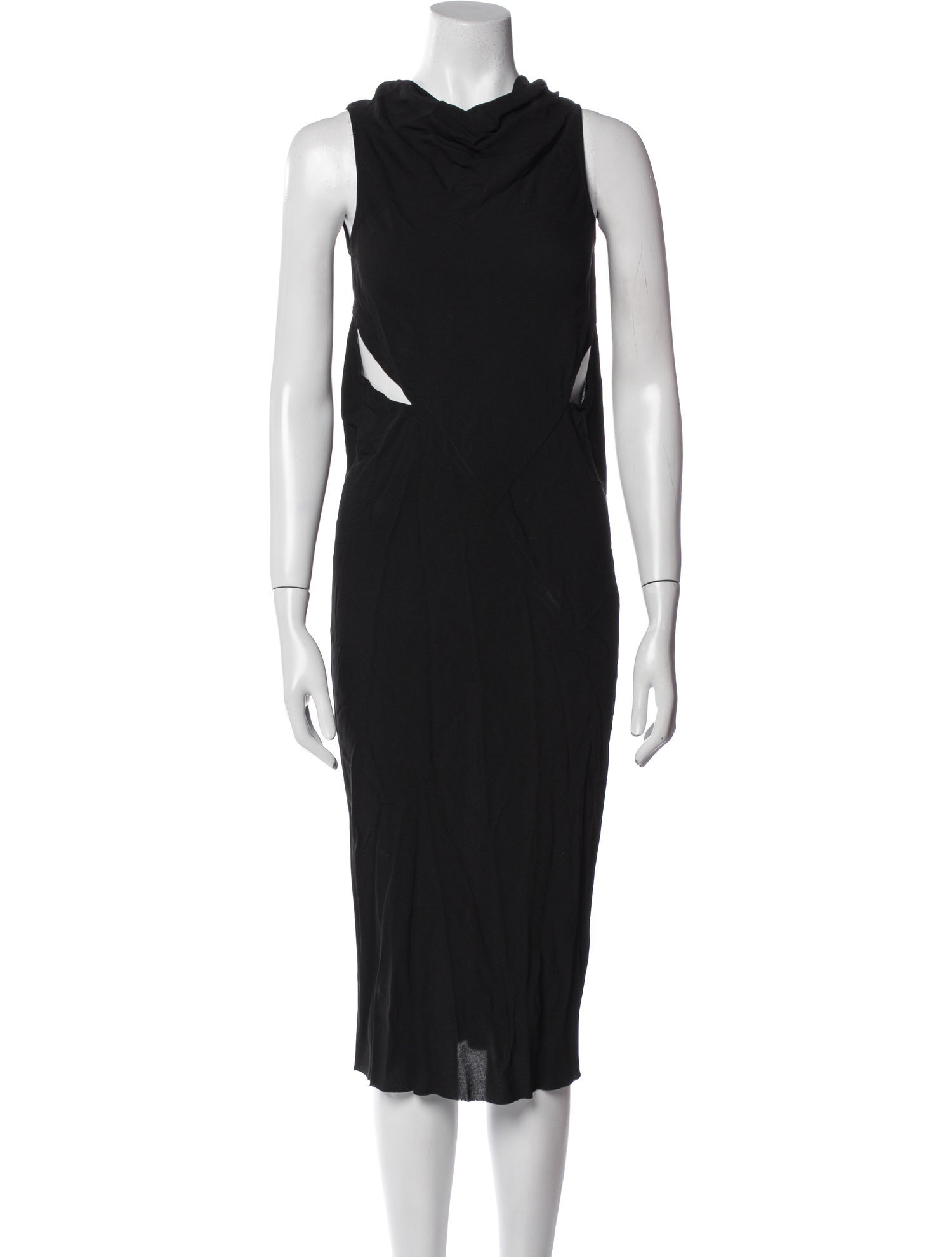 Rick Owens Cowl Neck Midi Length Dress