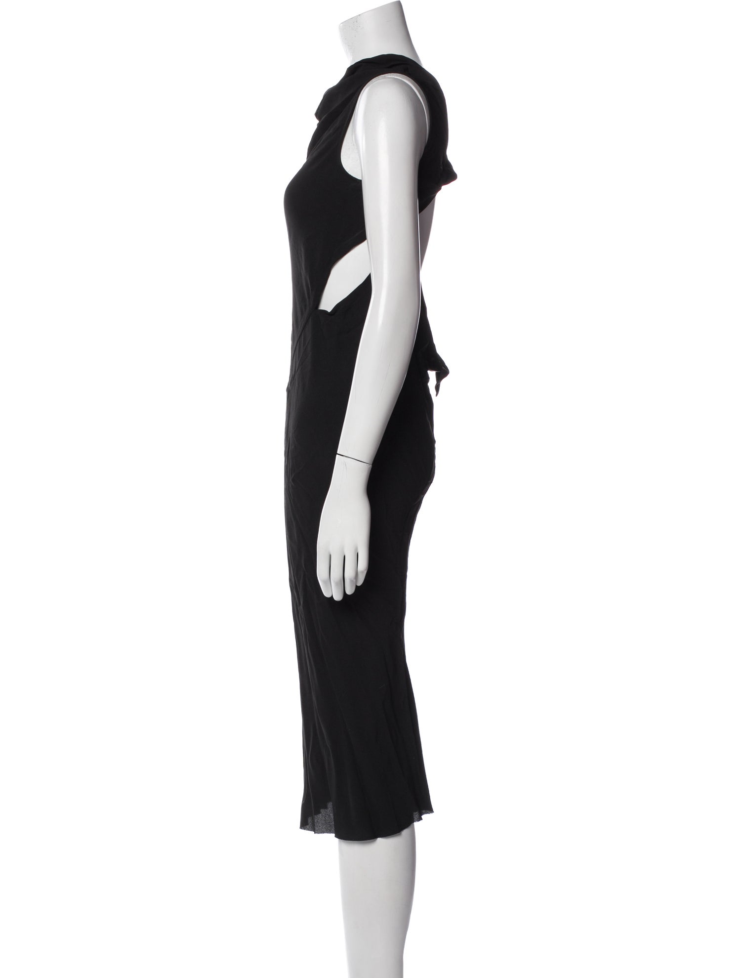 Rick Owens Cowl Neck Midi Length Dress
