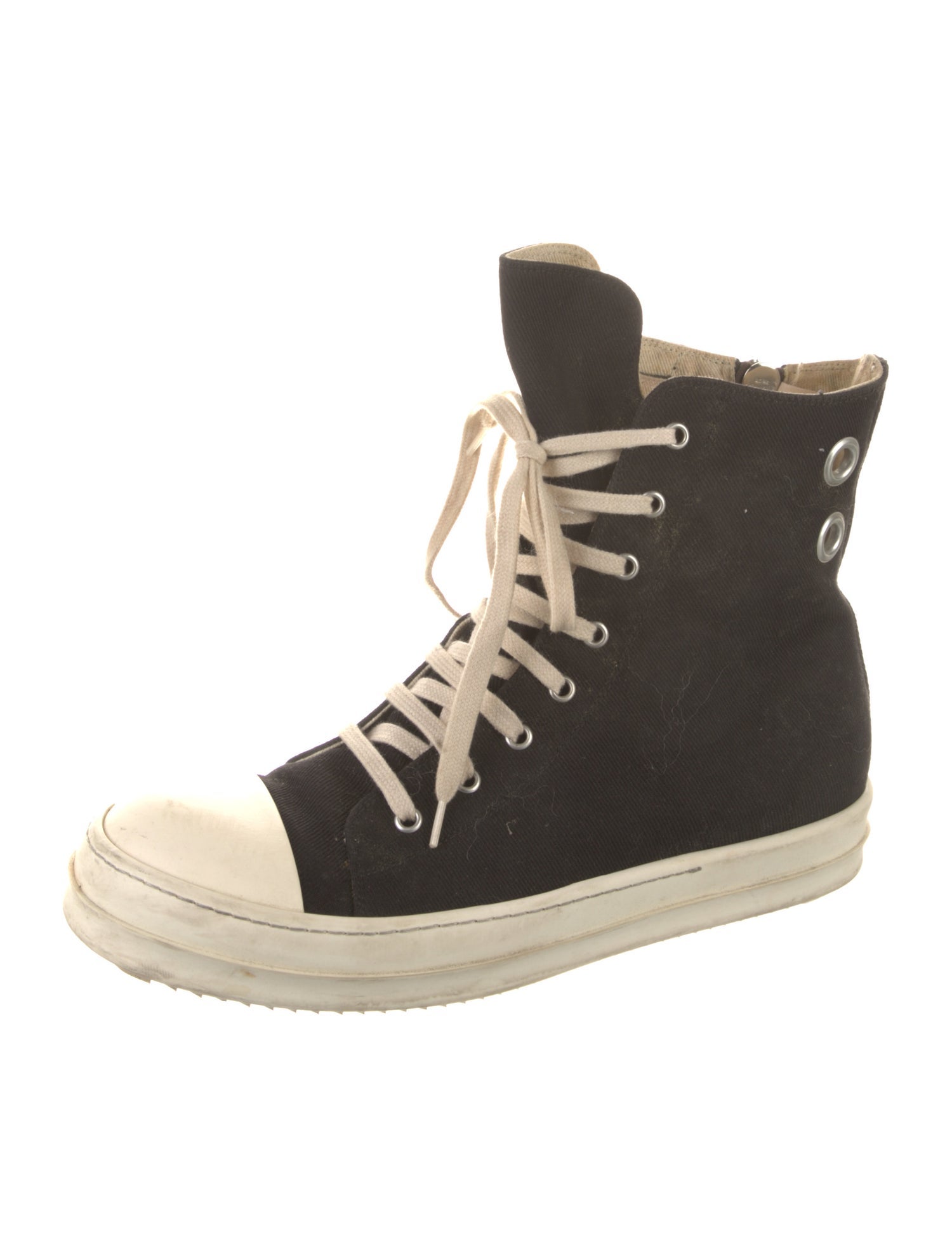 Rick Owens Canvas Colorblock Pattern Wedge Sneakers