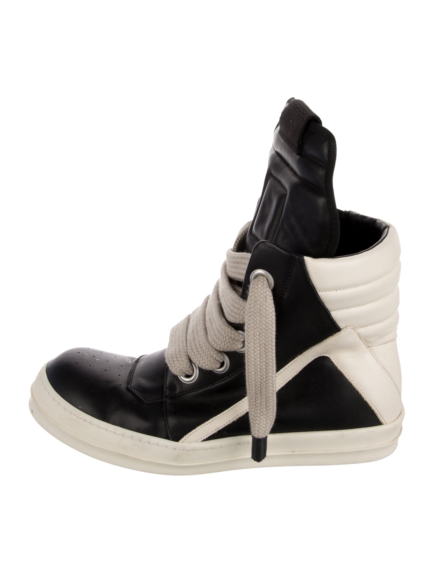 Rick Owens Leather Colorblock Pattern Sneakers