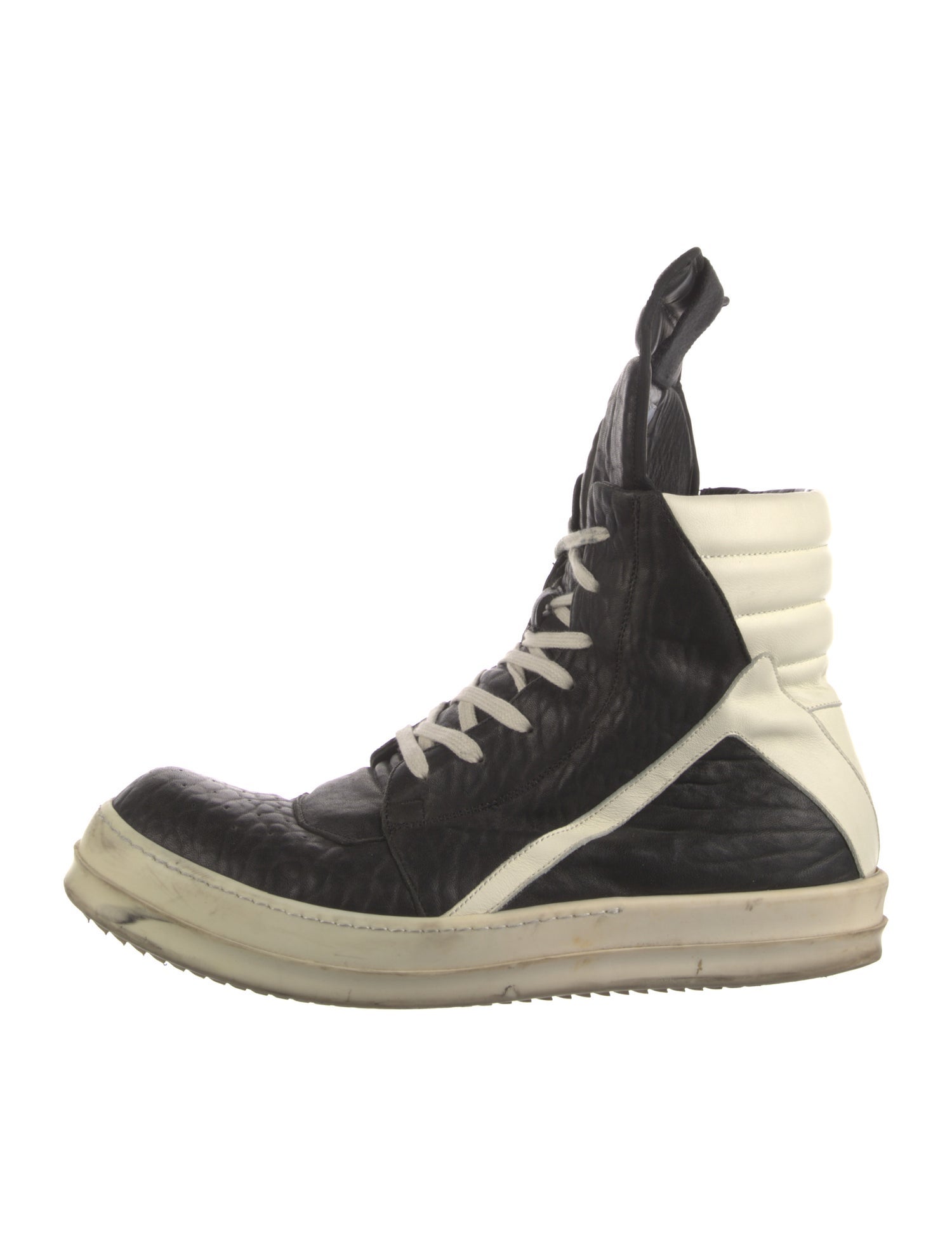 Rick Owens Leather Colorblock Pattern Sneakers