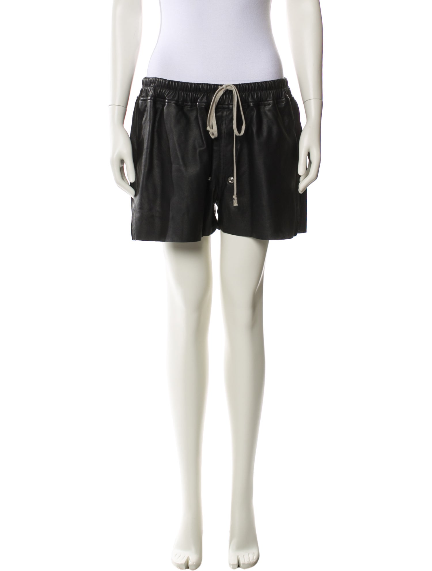 Rick Owens Lamb Leather Mini Shorts