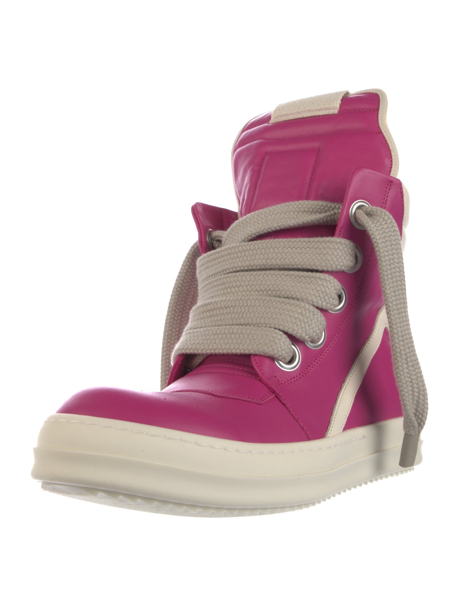 Rick Owens Leather Colorblock Pattern Sneakers