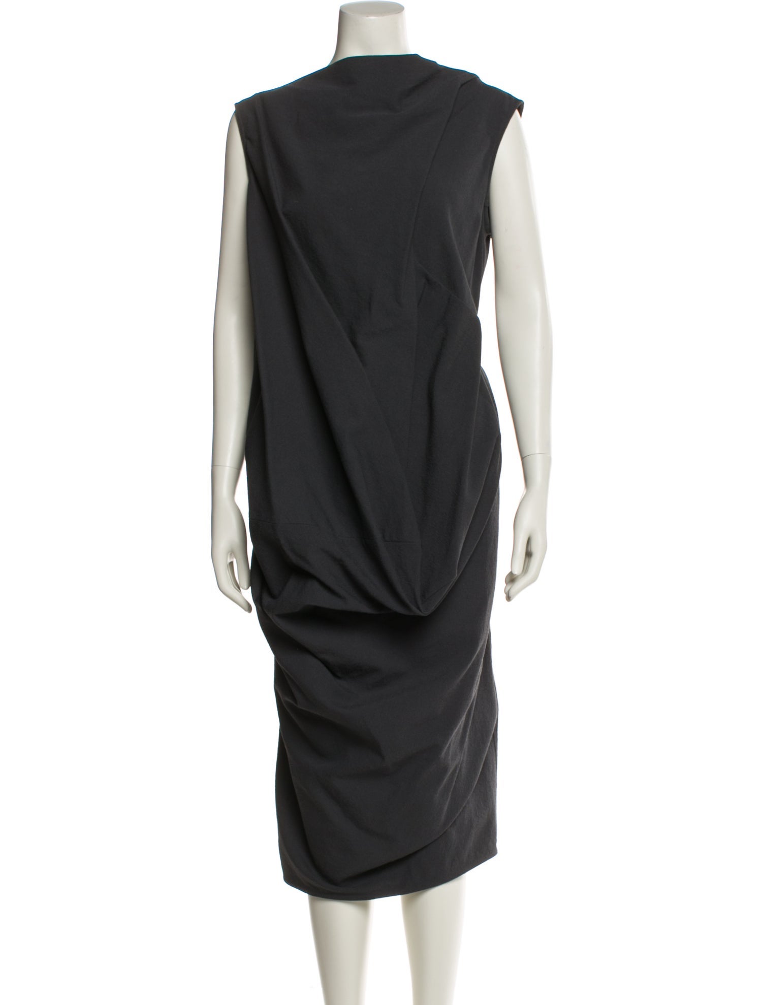 Rick Owens Cowl Neck Midi Length Dress