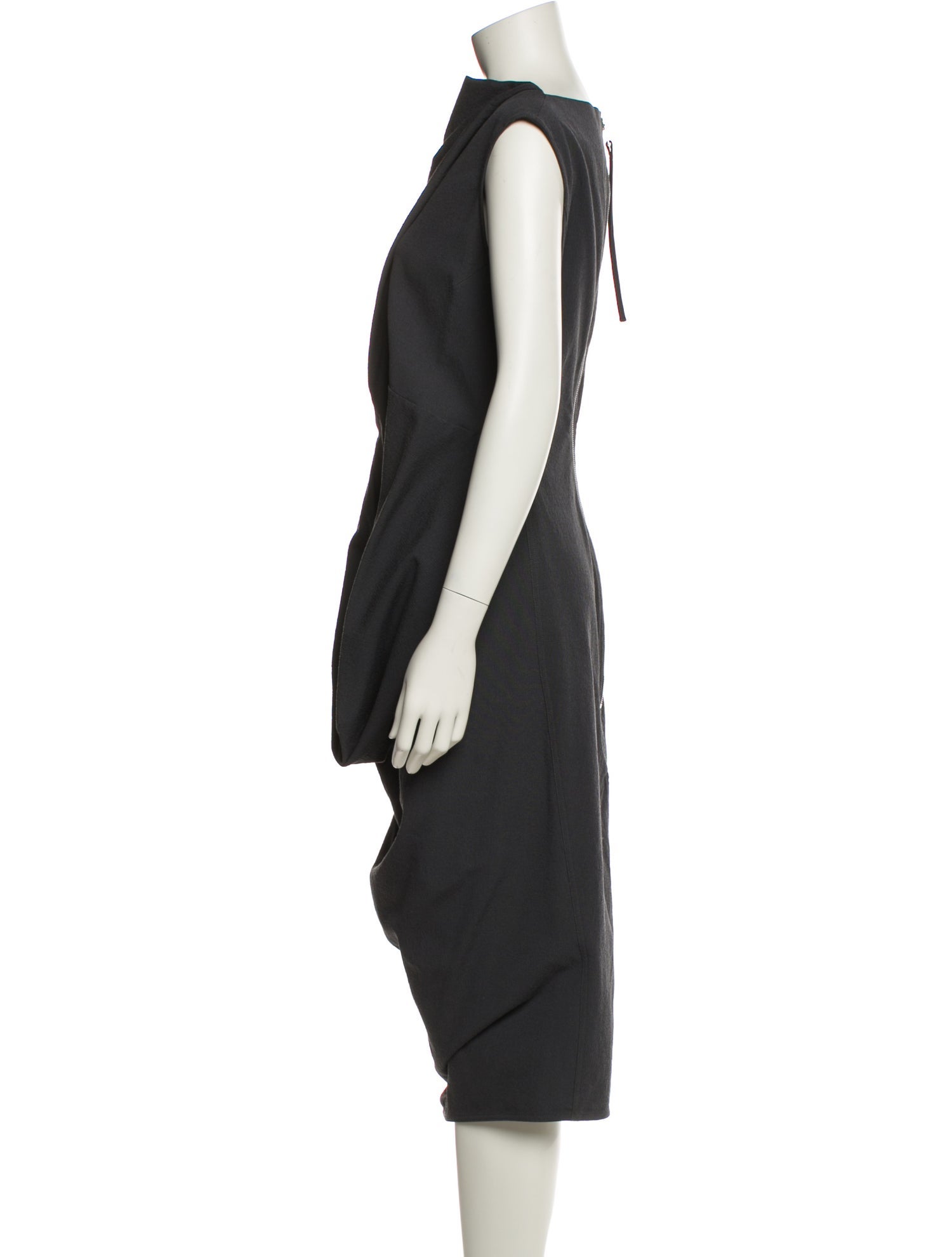 Rick Owens Cowl Neck Midi Length Dress