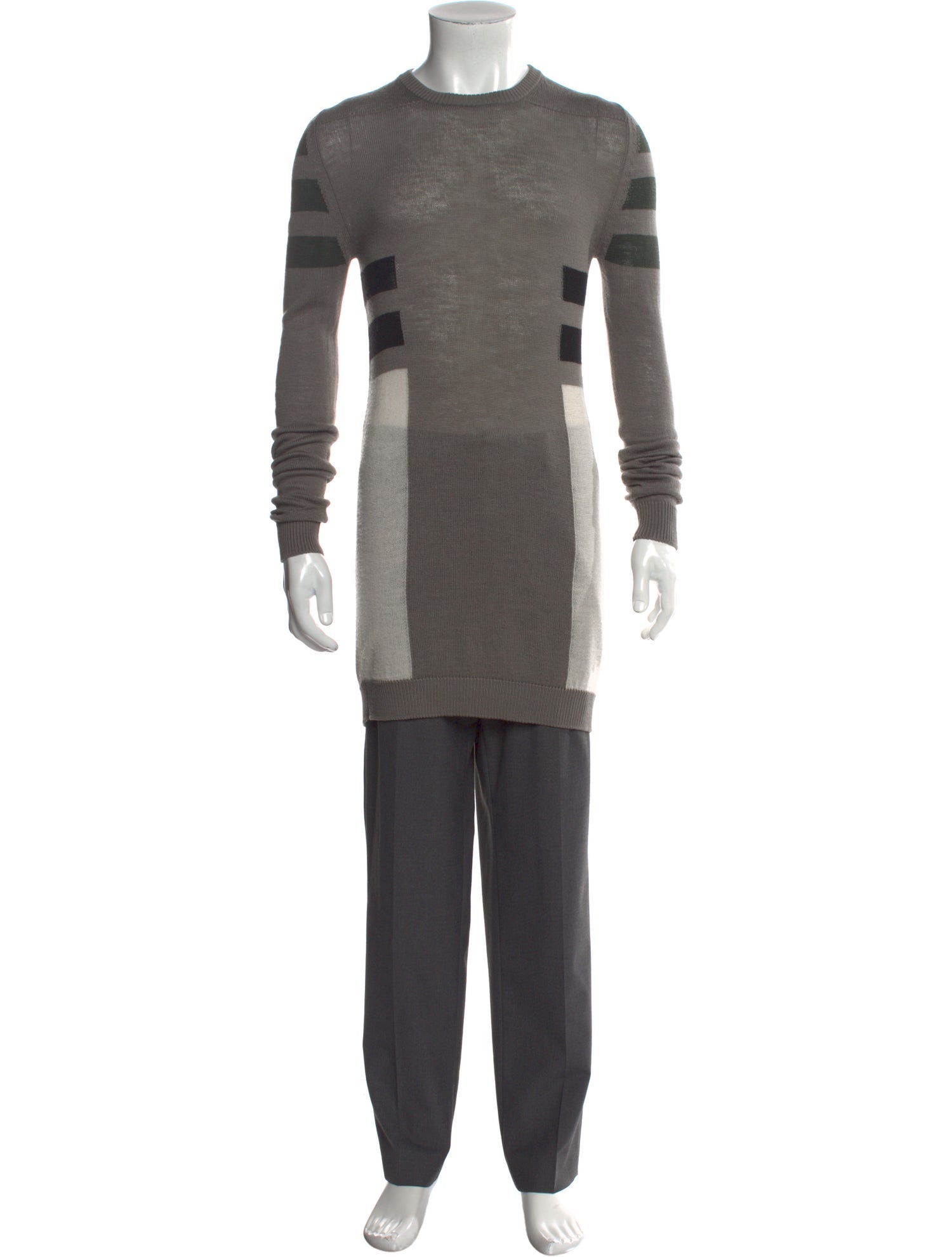 Rick Owens Virgin Wool Colorblock Pattern Pullover