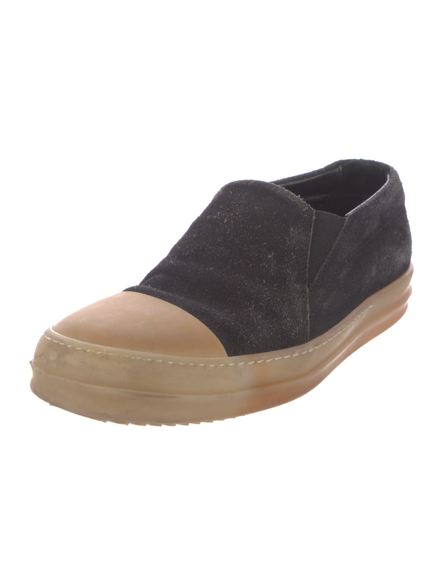 Rick Owens Suede Colorblock Pattern Sneakers