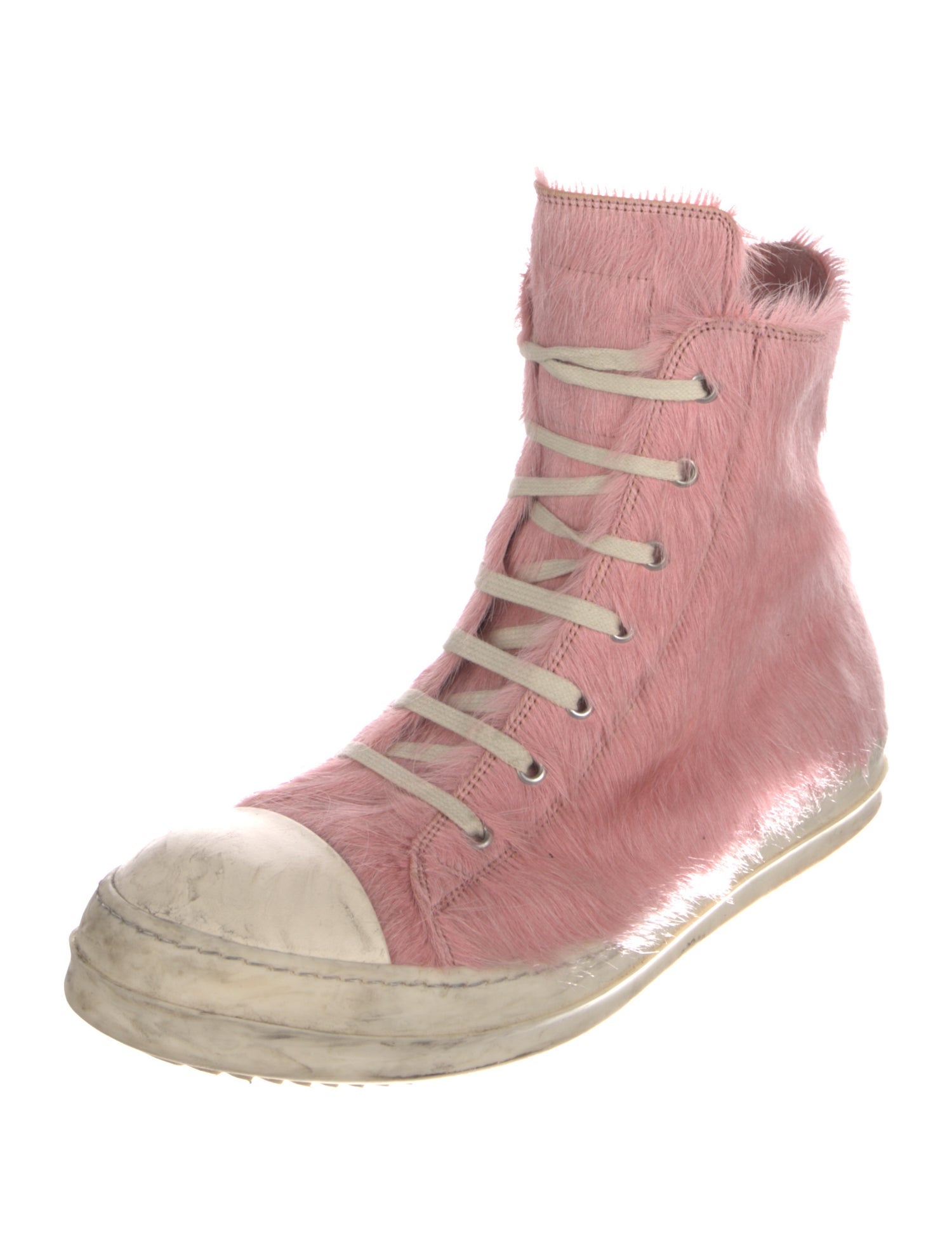 Rick Owens Ponyhair Lace-Up Boots