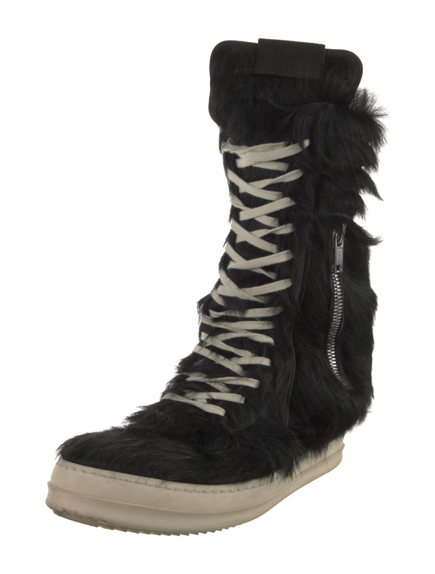 Rick Owens Ponyhair Lace-Up Boots