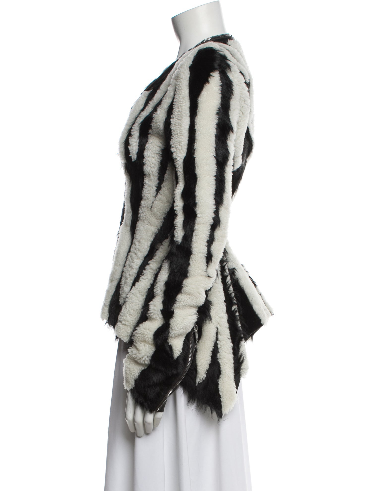 Rick Owens Calf Leather Striped Fur Jacket