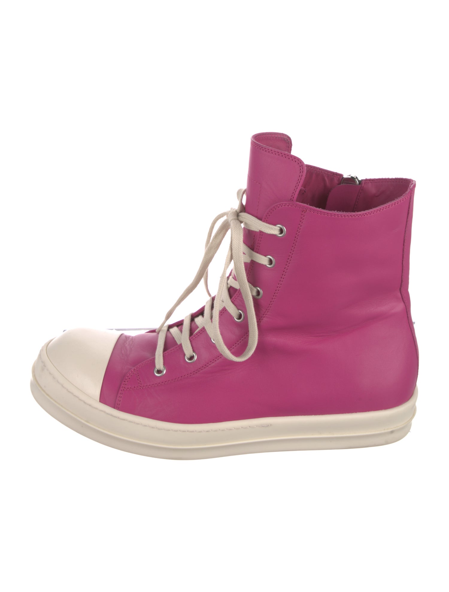 Rick Owens Leather Colorblock Pattern Sneakers