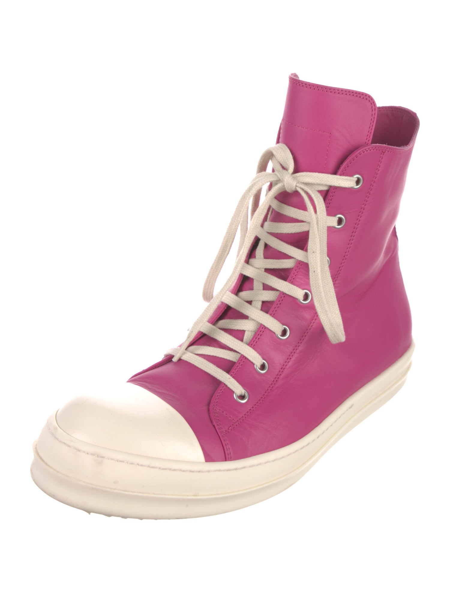 Rick Owens Leather Colorblock Pattern Sneakers