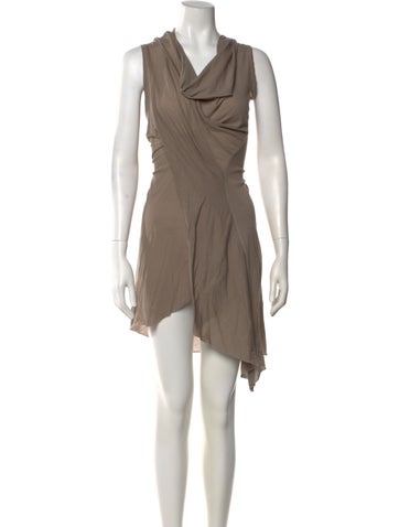 Pre-owned Rick Owens Cowl Neck Knee-length Dress In Gray