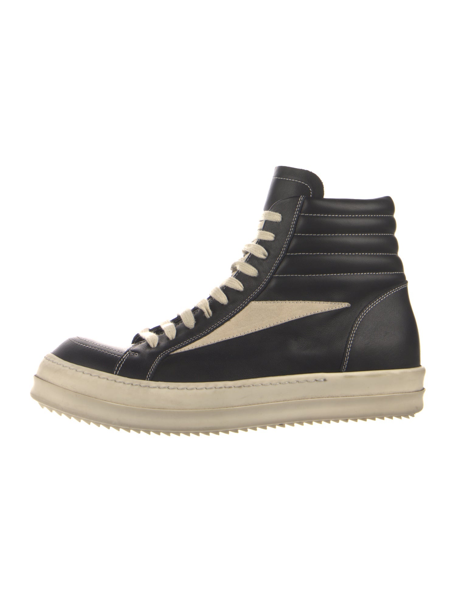 Rick Owens Leather Colorblock Pattern Sneakers