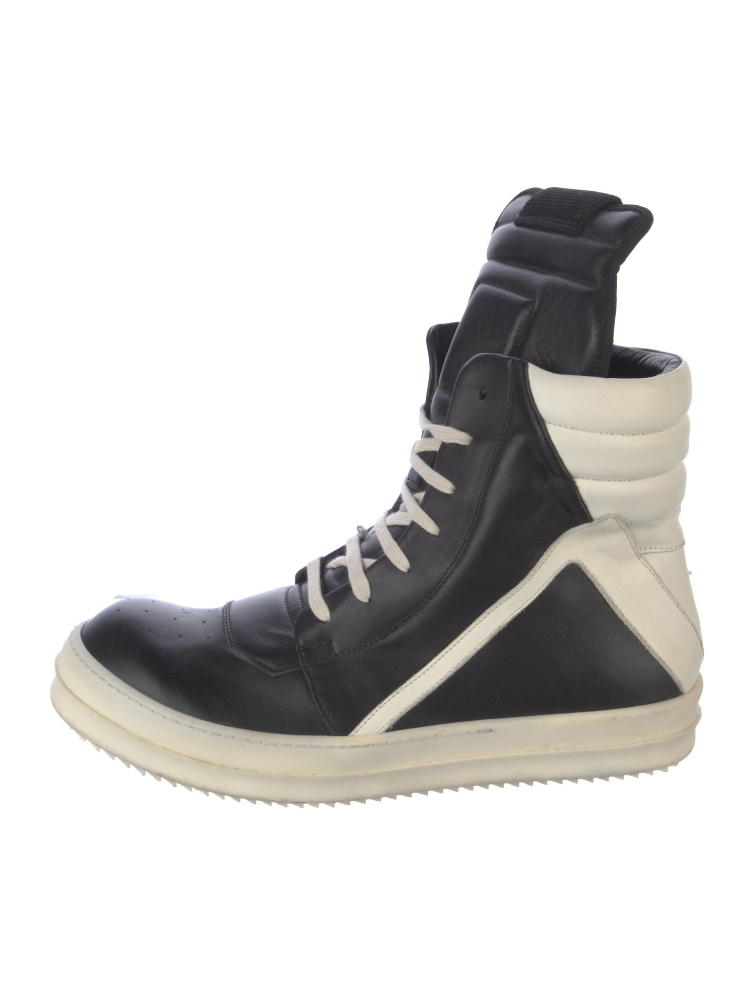 Rick Owens Leather Colorblock Pattern Lace-Up Boots