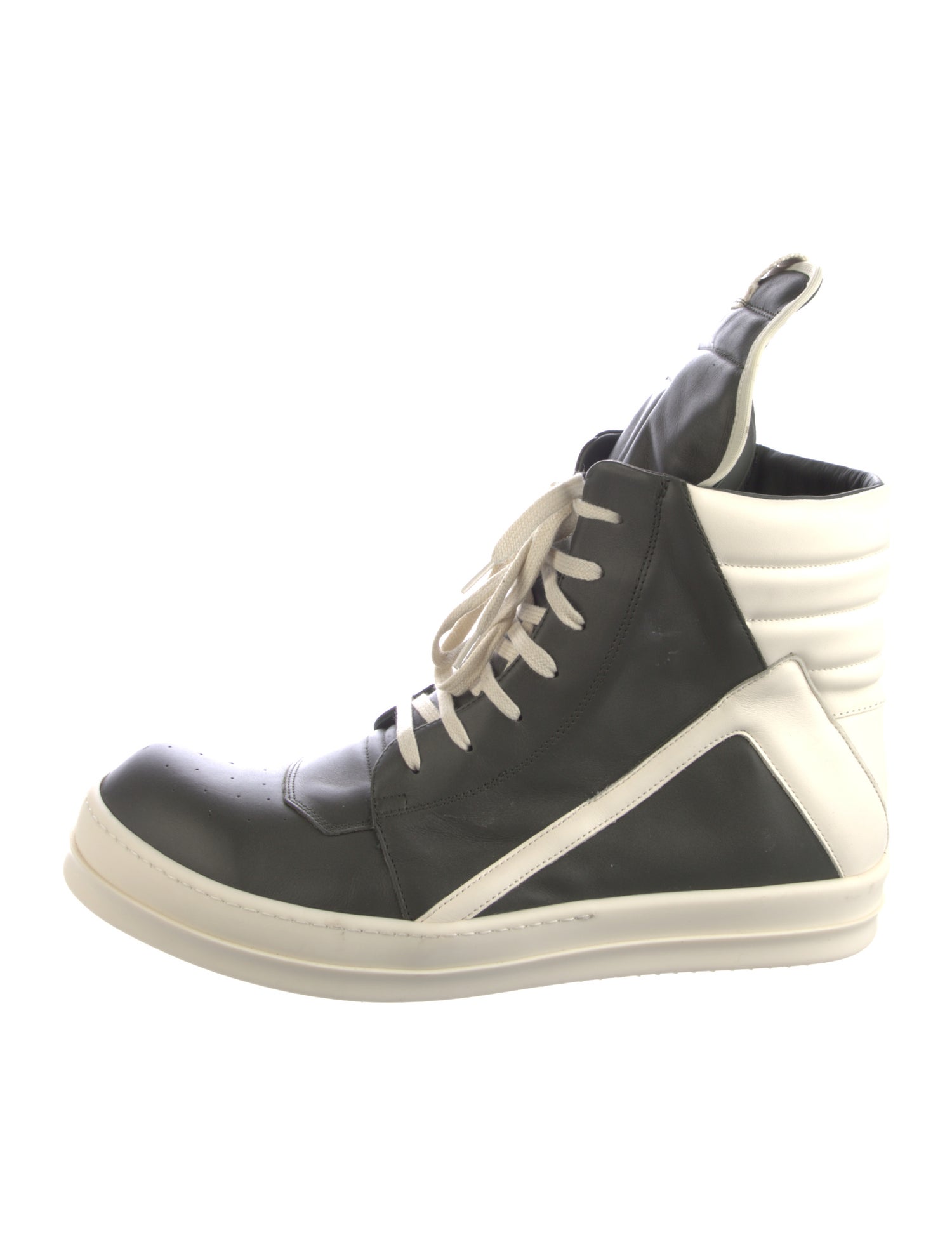 Rick Owens Leather Colorblock Pattern Sneakers