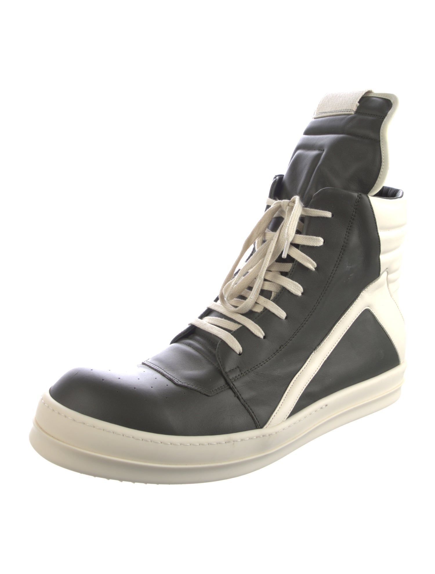 Rick Owens Leather Colorblock Pattern Sneakers