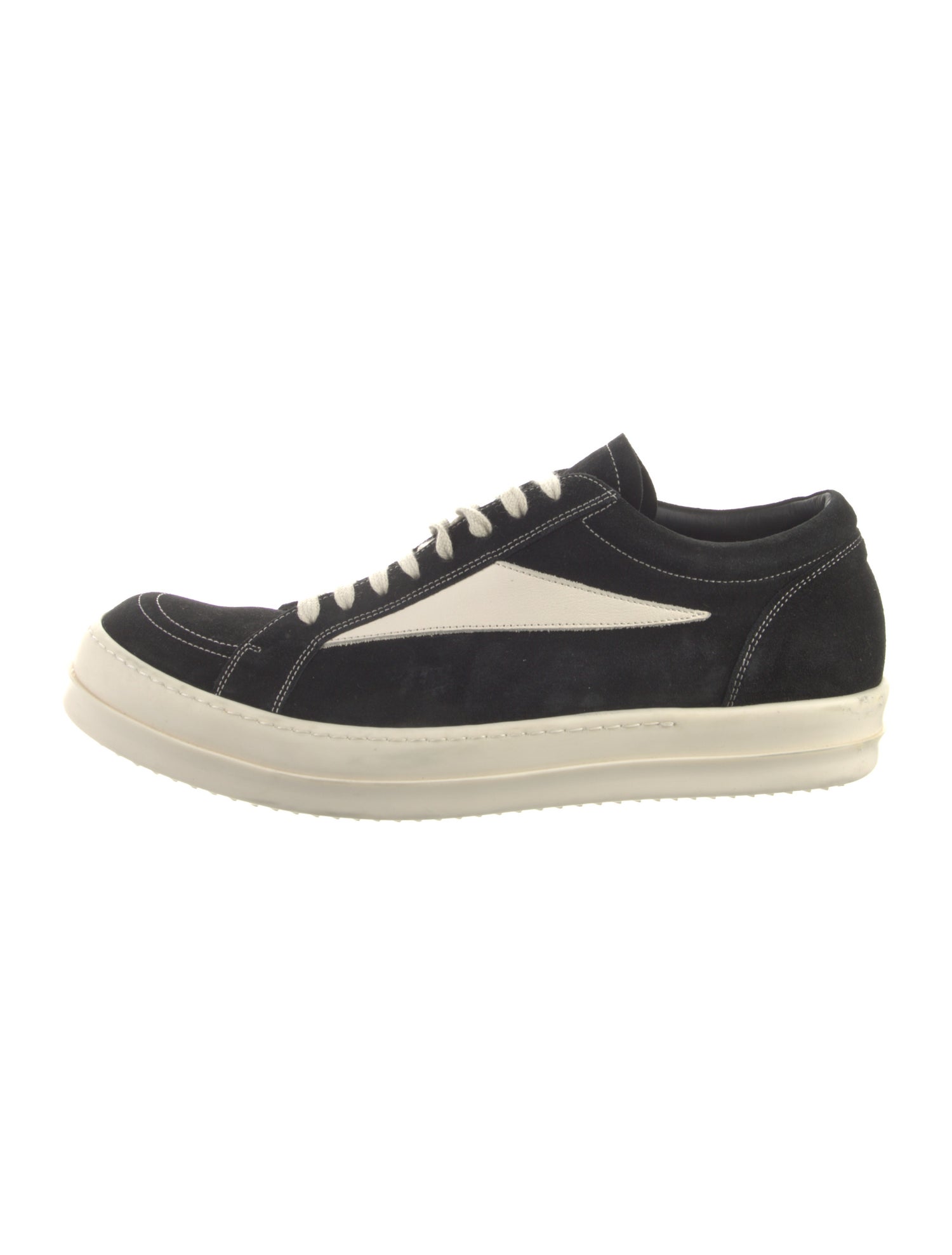 Rick Owens Leather Colorblock Pattern Sneakers