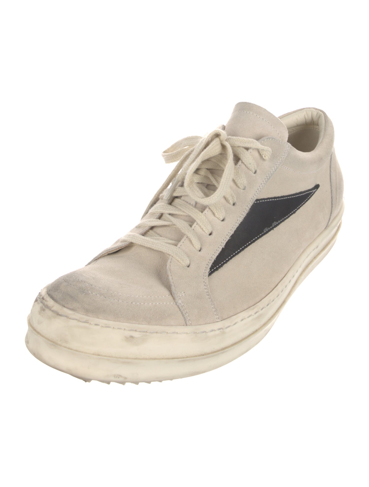 Rick Owens Suede Colorblock Pattern Sneakers
