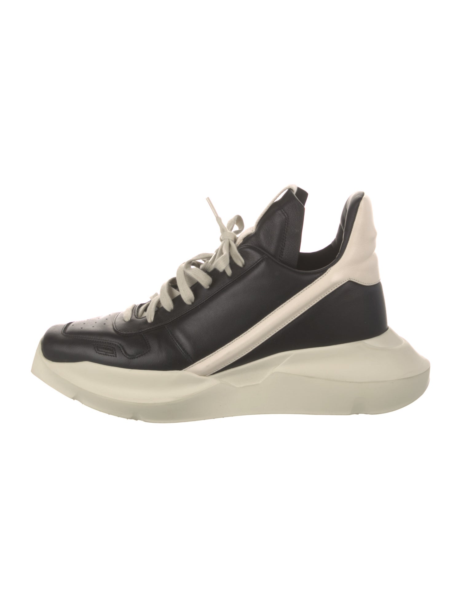 Rick Owens Leather Colorblock Pattern Sneakers