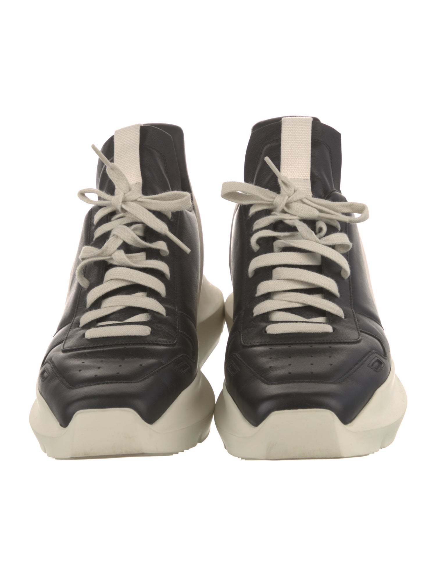 Rick Owens Leather Colorblock Pattern Sneakers