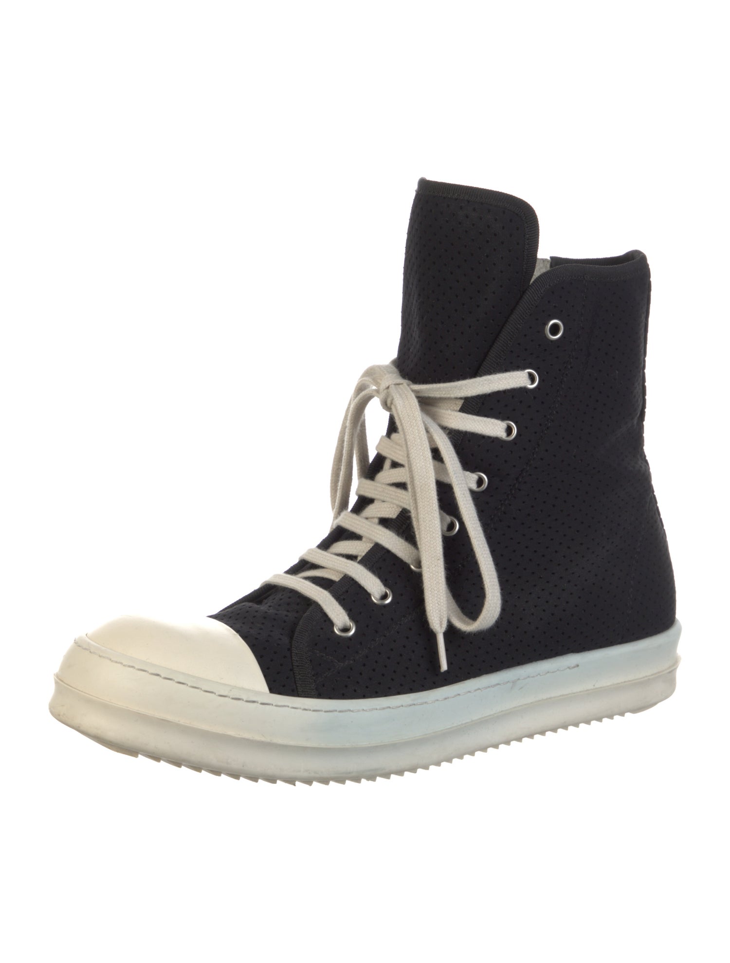 Rick Owens Canvas Colorblock Pattern Sneakers