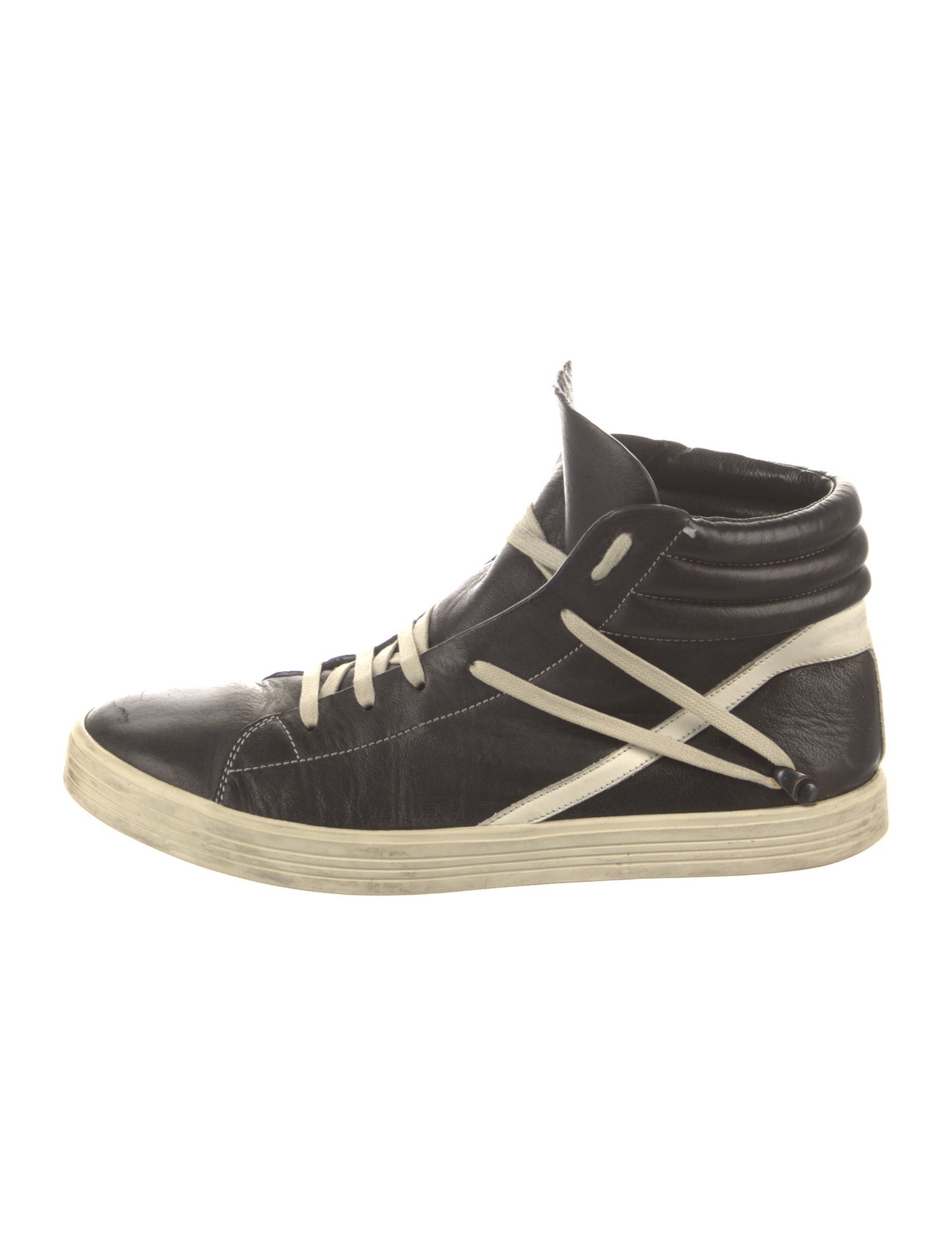 Rick Owens Leather Colorblock Pattern Sneakers