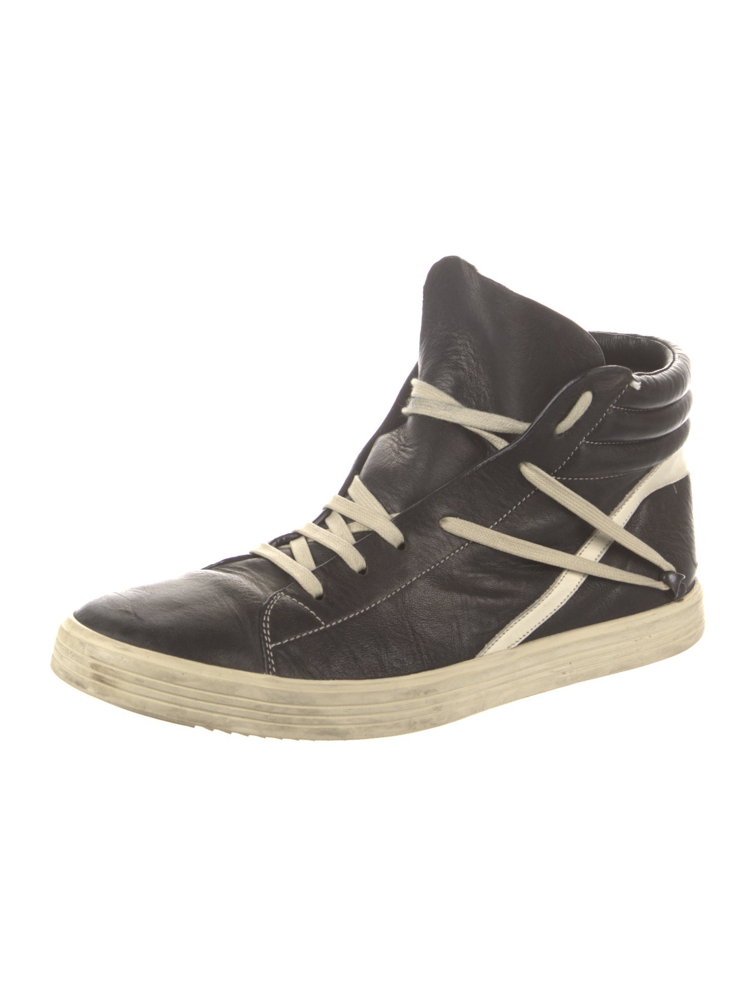 Rick Owens Leather Colorblock Pattern Sneakers