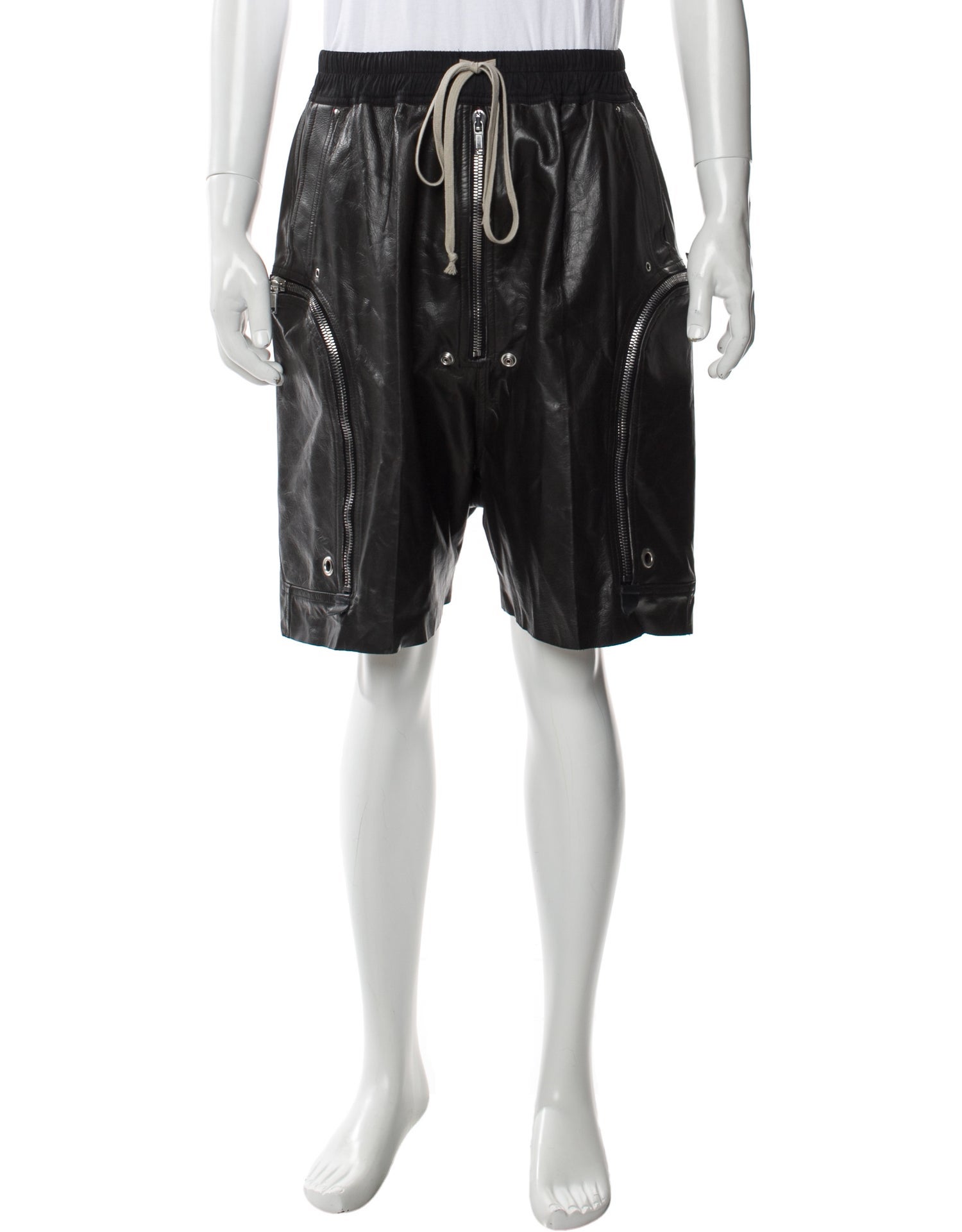 Rick Owens Calf Leather Jogger Shorts