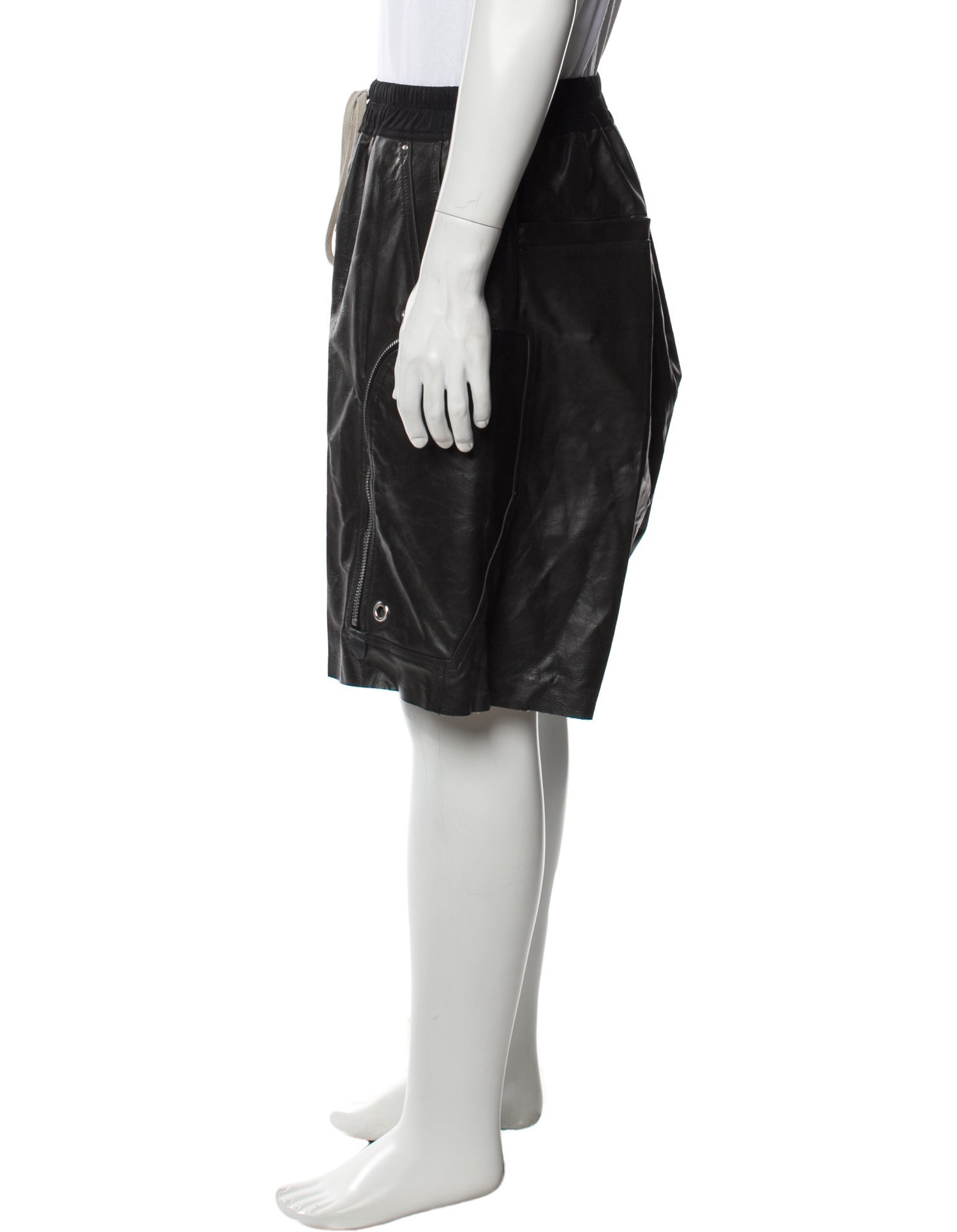 Rick Owens Calf Leather Jogger Shorts