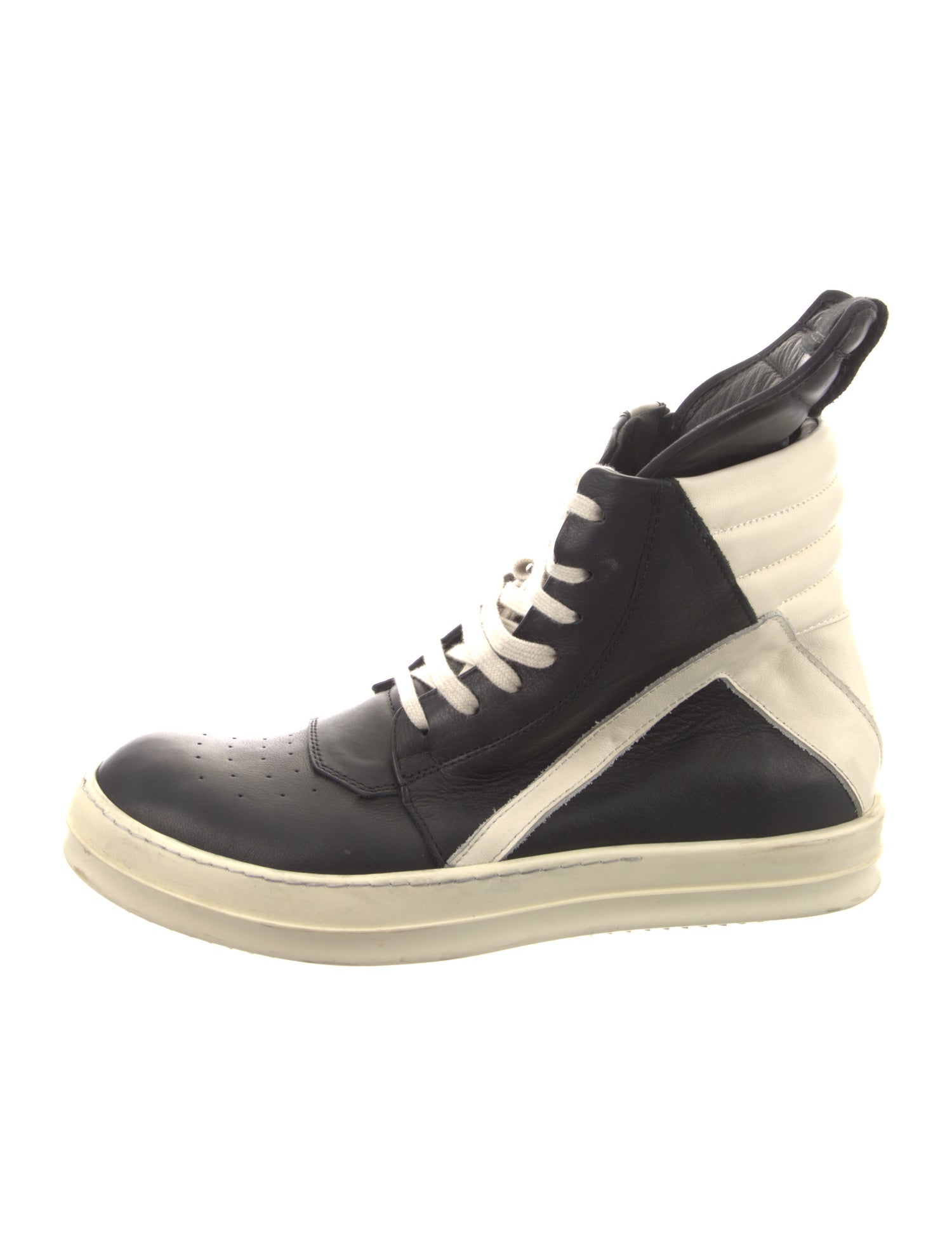 Rick Owens Leather Colorblock Pattern Sneakers