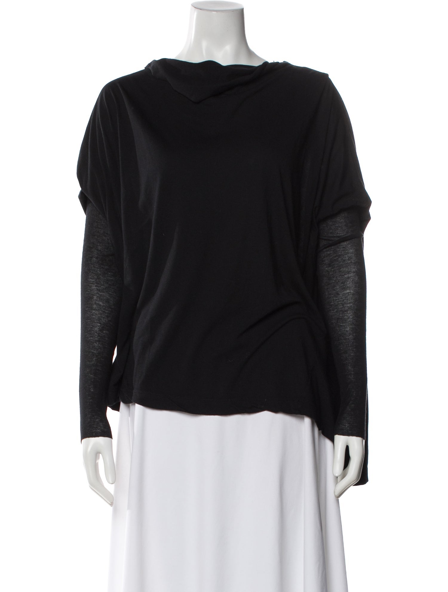Rick Owens Lilies Cowl Neck Long Sleeve Top
