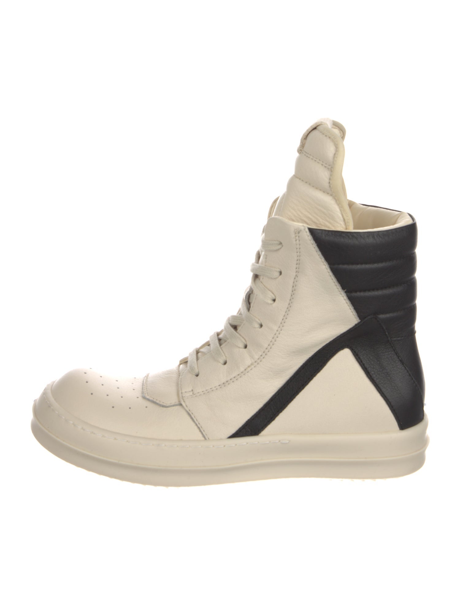 Rick Owens Leather Colorblock Pattern Sneakers