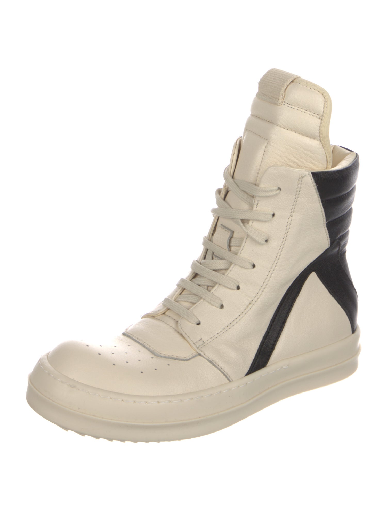 Rick Owens Leather Colorblock Pattern Sneakers