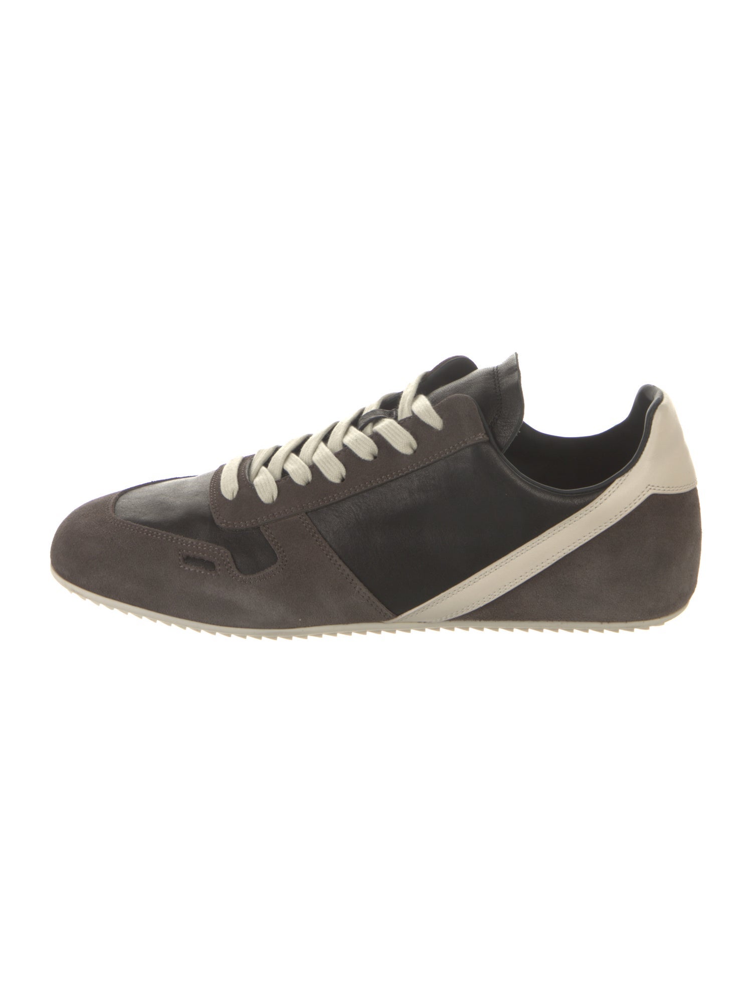 Rick Owens Leather Colorblock Pattern Sneakers