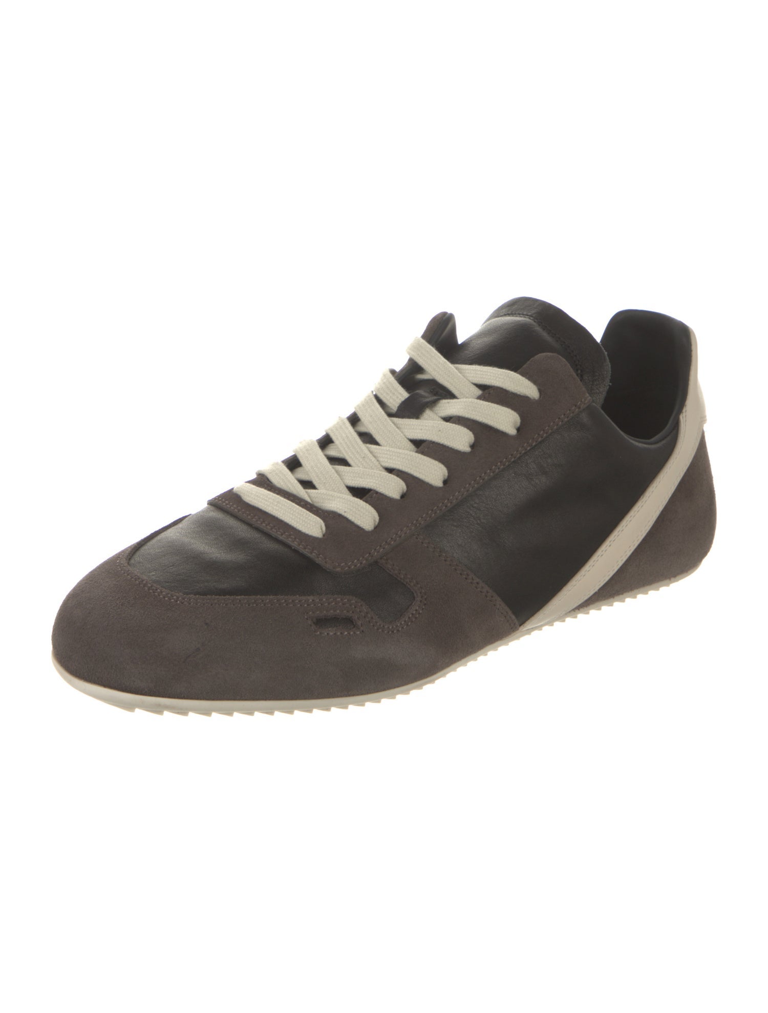Rick Owens Leather Colorblock Pattern Sneakers
