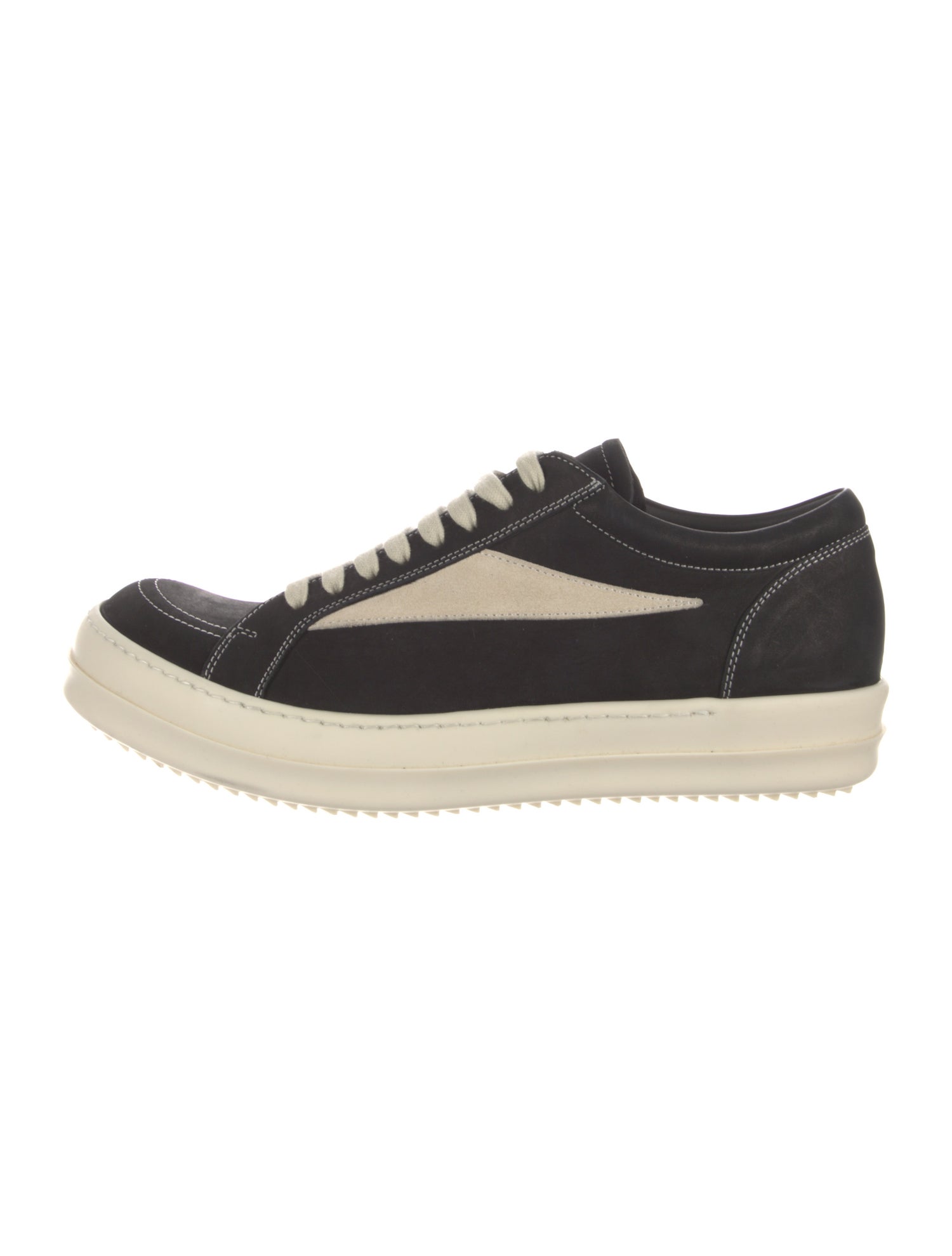 Rick Owens Leather Colorblock Pattern Sneakers