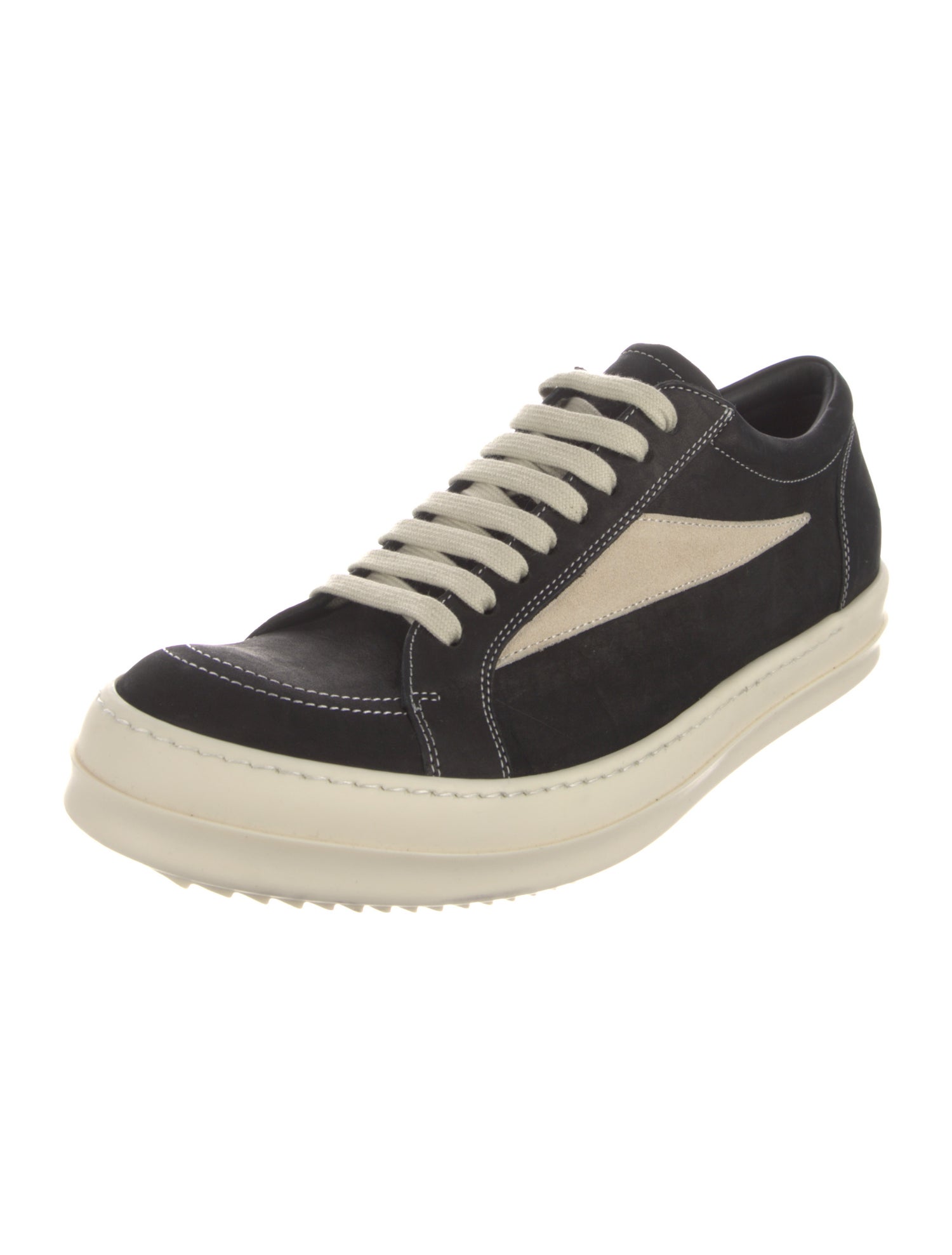 Rick Owens Leather Colorblock Pattern Sneakers