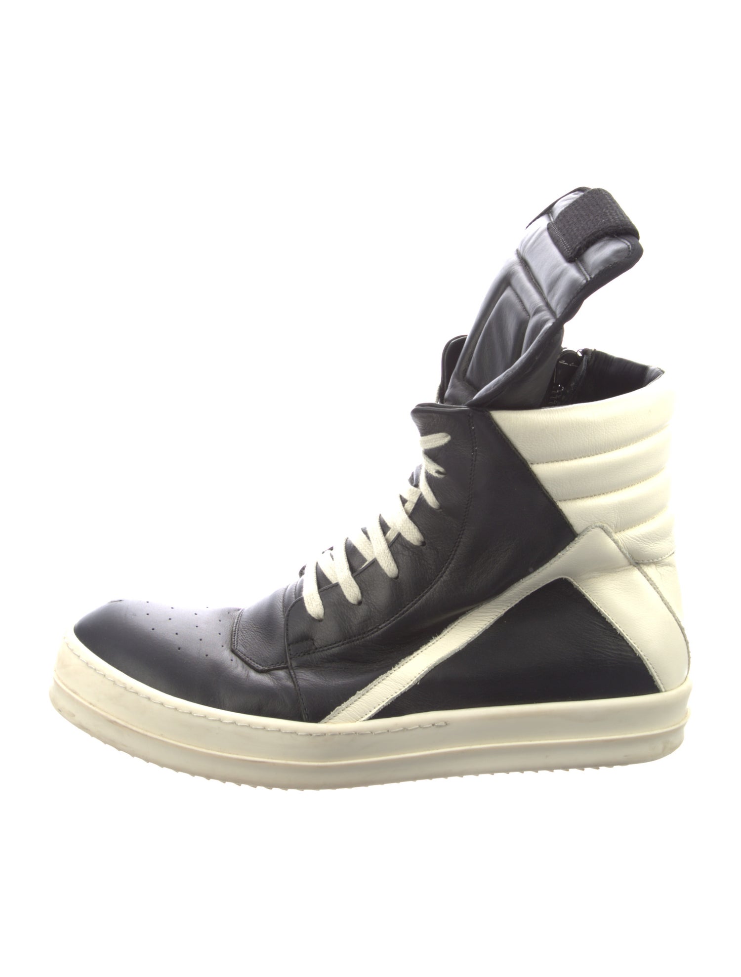 Rick Owens Leather Colorblock Pattern Sneakers